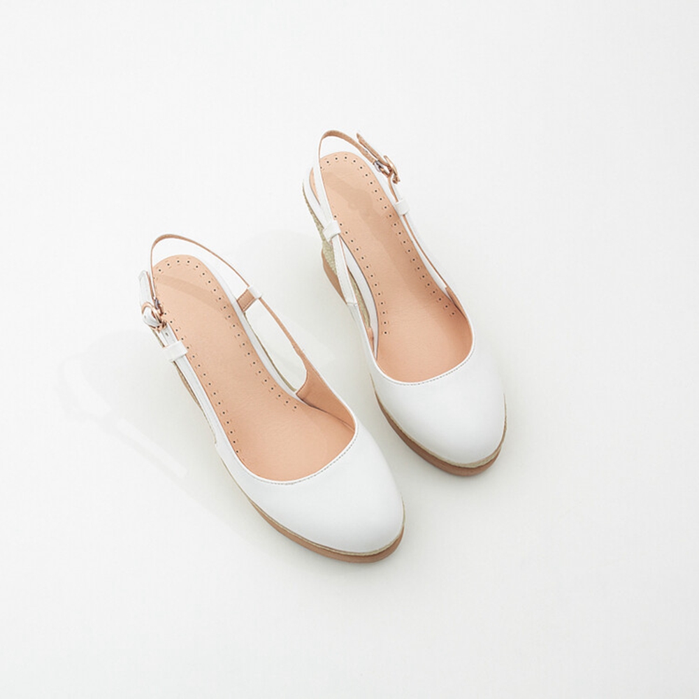 Espadrille Wedge Shoes - Dames T-Strap Wedge Sandalen Zwart Wit