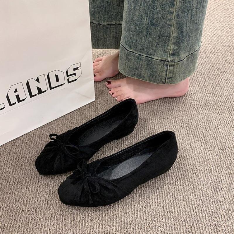 Pointed Toe Flat - Dames Suède Ballerina's met Vierkante Neus,