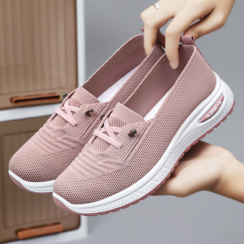 Women Shoes Qc - Dames Ademende Gebreide Mesh Slip-On Sneaker