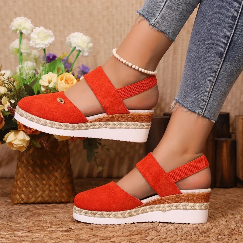 Espadrille Wedge Shoes - Vrouwen Gesloten Teen Sandalen met Sleehak