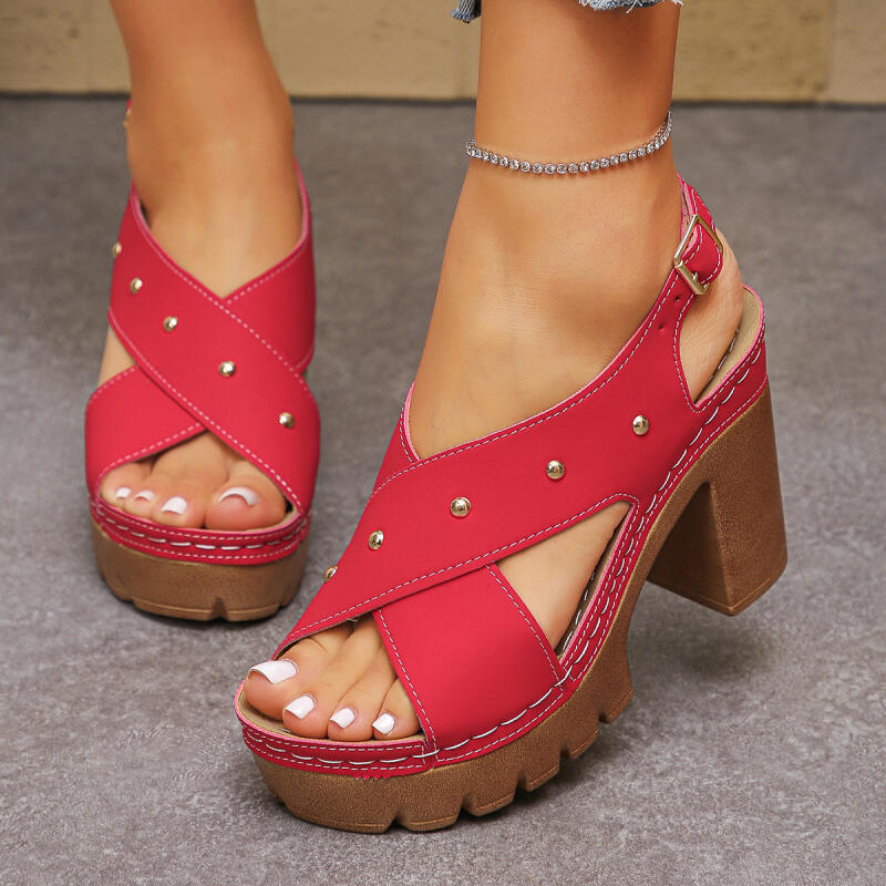 Gladiator Sandal Women - Vintage Super Hoge Hak Cross Strap