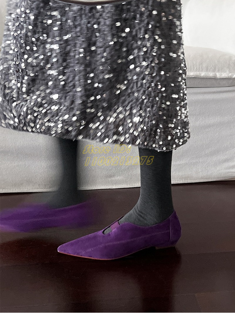 Paars suède puntige teen pumps - Pointed Toe Flat recensie en prijs